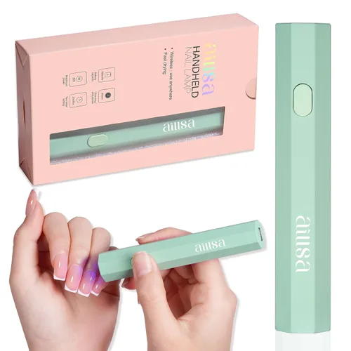 Vista 12 de AILLSA Mini luz UV para uñas, lámpara LED de mano para uñas, pequeña lámpara de uñas de gel, portátil, de secado rápido, inalámbrica para regalo
