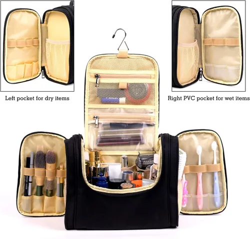 Vista 3 de Neceser colgante para mujeres y hombres, bolsa de maquillaje cosmética de viaje grande, organizador de bolsas de ducha resistente al agua