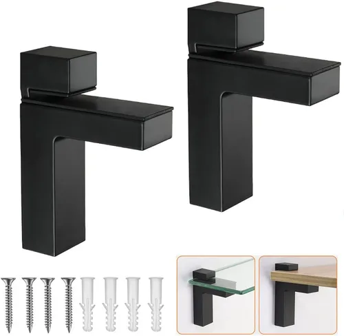 Vista 9 de Hardware flotante ajustable de metal, soporte de estante de madera/vidrio para montaje en pared, abrazadera ajustable para madera o vidrio de 0.2 a