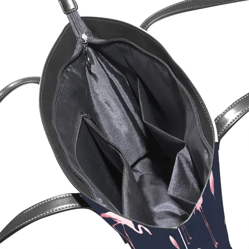 Vista 5 de Grandes bolsas de mano de trabajo de las mujeres de la PU de cuero de moda rosa flamencos bandada bolsos bolso del comprador bolso casual