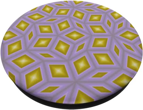 Vista 2 de Lindo y moderno patrón geométrico de color lavanda, morado, mostaza, amarillo, PopSockets intercambiables PopGrip