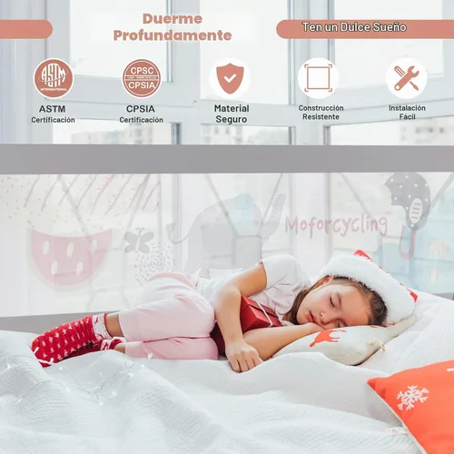 Vista 8 de BABY JOY Riel de cama para niños pequeños, 77 pulgadas, extra largo, altura ajustable y plegable, protector de riel de cama de bebé con malla Gris