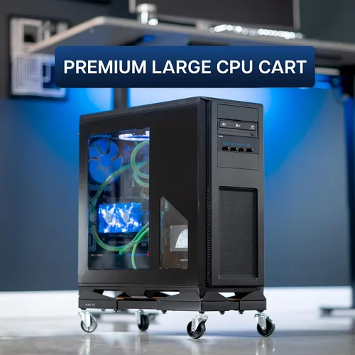 Vista 2 de VIVO Carrito de PC portátil ajustable de acero grande para debajo del CART-PC03D se adapta a la mayoría de PC para juegos de hasta 25 x 12 pulgadas