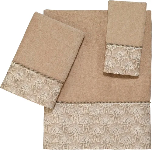 Vista 15 de Avanti Linens - Juego de toallas de 3 piezas, toallas de algodón suaves y absorbentes (colección Deco Shell, marfil)