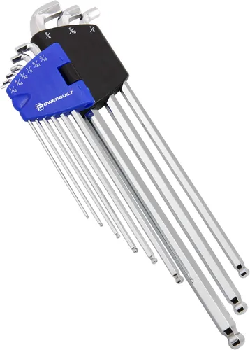 Vista 7 de Powerbuilt Juego de llaves hexagonales de extremo de bola de brazo largo métrico de 9 piezas, llave Allen, brazo extralargo, extremo de bola