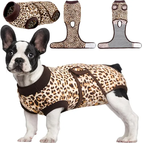 Vista 53 de Kuoser Traje de cirugía para perro, cómodo traje de recuperación para perras, mameluco protector posoperatorio, alternativa suave al cuello E