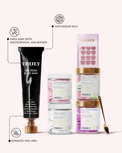 Vista 4 de Truly Beauty - Jabón negro de oro de 24 quilates para cara y cuerpo con manzanilla y cúrcuma, jabón negro africano para acné, hiperpigmentación