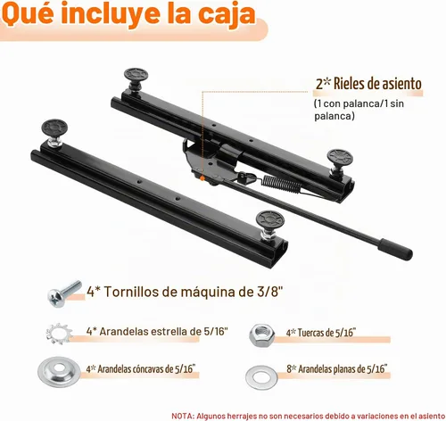 Vista 5 de Kit de Deslizador de Asiento Racewill con Hardware - Compatible con Go Kart, Go Cart, Asientos de Cubo - Universal
