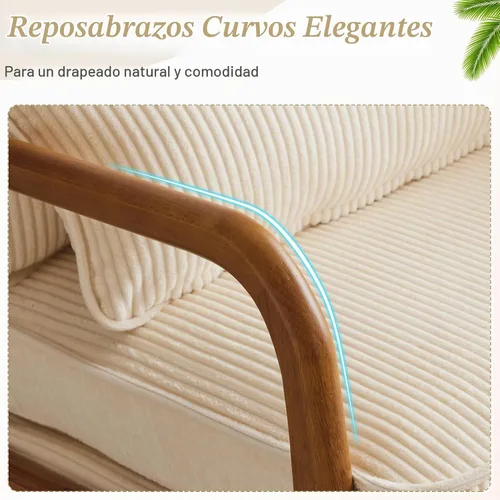 Vista 3 de VINGLI Silla de Acento de Pana Premium Mejorada, Silla con Reposabrazos Tapizada, Cómoda Silla de Lectura de Madera Maciza con Almohada Lumbar