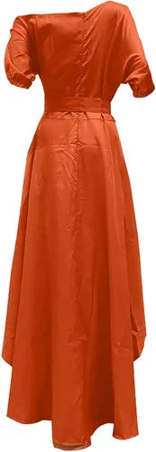 Vista 4 de Vestidos para mujer 2022 acampanado babydoll con manga abombada cuello alto espalda descubierta vestido de cintura alta vestido midi suelto vestidos