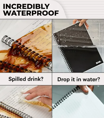 Vista 3 de GAK. Cuaderno de papel de piedra impermeable en espiral (tamaño M) – 5.8 x 8.3 pulgadas, 50 hojas, cuaderno de papel de piedra, cuaderno de notas