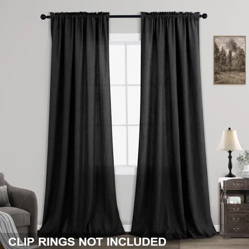 Vista 141 de KOUFALL Juego de 2 cortinas de puerta francesa, cortinas de lino para puerta/ventana, cortina transparente boho para cristal lateral delantero