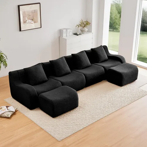 Vista 31 de Boneless Cloud - Sofá modular modular de 82.7 pulgadas, cómodo sofá biplaza de tela de peluche, sofás seccionales de asiento profundo para sala