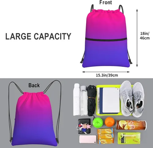 Vista 3 de Mochila deportiva con cordón ajustable, duradera, impermeable, ligera, para hombres y mujeres, Gradiente, Mochilas Tradicionales