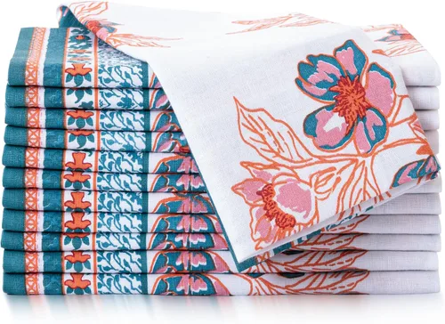 Vista 39 de Fingercraft - Juego de 12 servilletas de tela de mezcla de algodón y lino, con estampado, perfecta para fiestas, cenas, bodas, cócteles y Navidad