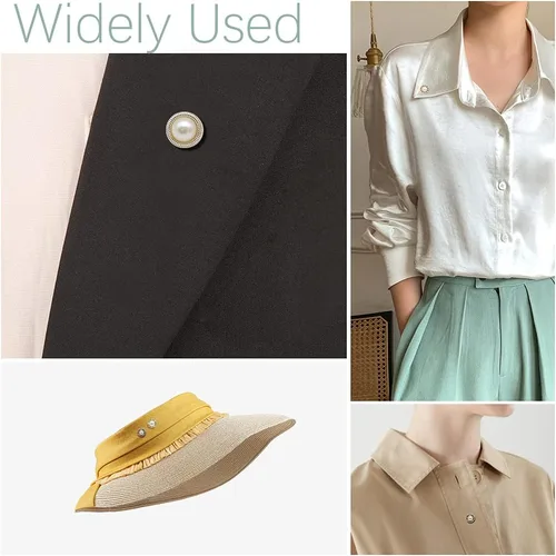 Vista 7 de Broche de camisa para mujer, 80 piezas, 10 estilos, botones para cubrir, botón de perla, broche de seguridad, botones para ropa, suministros