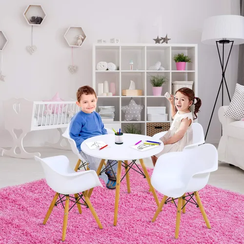 Vista 7 de Costzon Juego de mesa y silla para niños, juego de mesa de estilo moderno de mediados de siglo con sillones para niños pequeños, juego de mesa