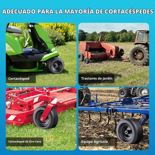 Vista 3 de Conjunto de neumáticos y ruedas planas de 11 x 4.00-5 pulgadas, ajuste universal de 11 x 4.00-5, ruedas sólidas para uso residencial y comercial