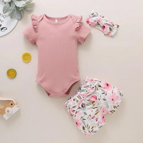 Vista 2 de Ropa de bebé recién nacido ropa de verano para bebé teñido anudado sin mangas mameluco diadema 2 piezas