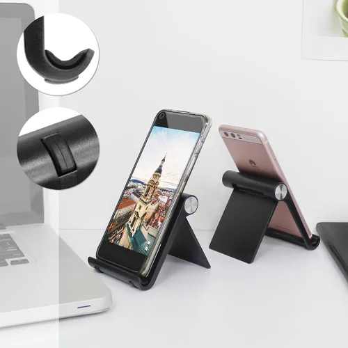 Vista 4 de Mayten Soporte plegable para teléfono celular para iPhone, soporte ajustable para teléfono con amplia compatibilidad, base de escritorio portátil