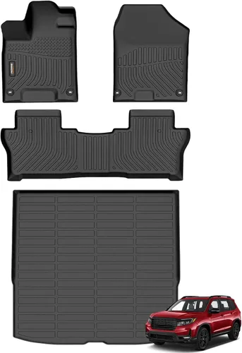 Vista 62 de Alfombrillas para todo tipo de clima y forro de carga para Volkswagen Atlas 2018-2026 (asientos de 6 pasajeros), juego completo de 3 filas