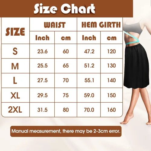 Vista 7 de Zhanmai 3 piezas de medias ranuras para debajo de los vestidos, falda extensores, falda para mujer, medio deslizante, satén, antiestática, encaje