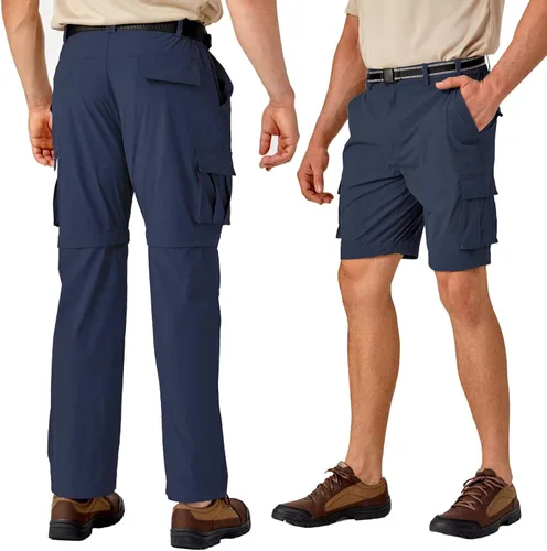 Vista 2 de MAGCOMSEN Pantalones de senderismo para hombre, 5 bolsillos grandes, convertibles, con cremallera, de secado rápido, ligeros, pantalones de trabajo