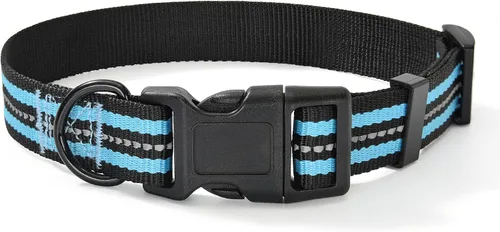 Vista 24 de Mile High Life - Collar para perro con rayas reflectantes 3M y correa de nailon, rojo, azul, verde, morado y rosa