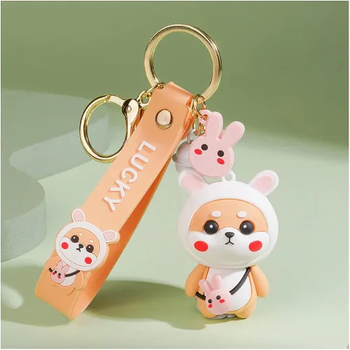 Vista 2 de Xmingz Llavero de perro Shiba Inu de dibujos animados para mujer