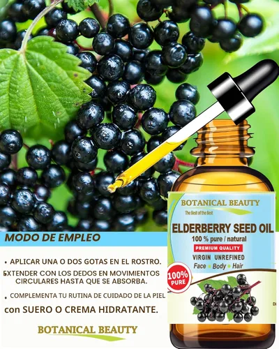 Vista 7 de Aceite de semilla de saúco belga Sambucus Niagra 100% puro aceite portador prensado en frío natural virgen sin refinar 0.5 onzas líquidas para cara