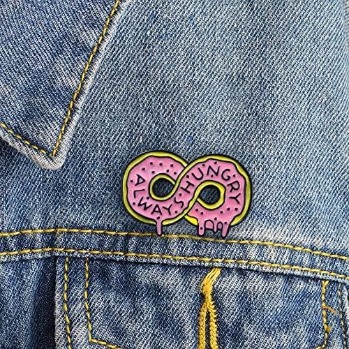 Vista 6 de Flairs New York - Broche de solapa esmaltado hecho a mano, Donut siempre hambriento
