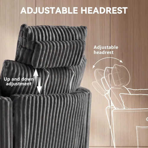 Vista 9 de FOXHUNTER Mecedora mecedora Power Glider, mecedora giratoria de 360°, con puerto de carga USB y soporte para teléfono, reposapiés, para sala