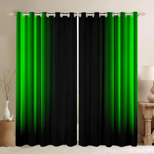 Vista 30 de Feelyou Cortinas abstractas degradadas para niños, adolescentes y mujeres, cortinas de ventana azules, moradas y negras, tratamientos geométricos
