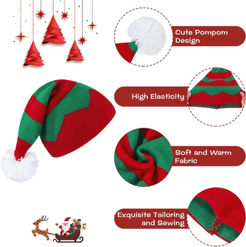 Vista 2 de Century Star Sombrero de Elfo de Navidad para Niños, Sombrero de Papá Noel de Cola Larga, Gorro de Invierno Cálido de Navidad para Bebé y Niño 01