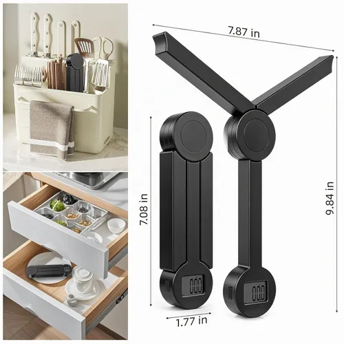 Vista 5 de Báscula plegable de alimentos, báscula digital de cocina, báscula portátil de alimentos para alimentos, mini báscula de bolsillo plegable de gramos