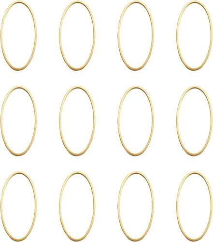Vista 24 de FASHEWELRY 35 anillos de acero inoxidable con eslabones de corazón, 4 tamaños, diseño de corazón dorado, bisel abierto, conectores para colgar