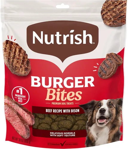 Vista 7 de Nutrish Burger Bites Receta de carne de res con bisonte Premium, bolsa de 5 onzas, paquete de 5 (Rachael Ray)