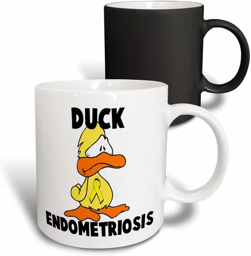 Vista 9 de 3dRose Duck Endometriosis Awareness Ribbon Cause Design 15oz Two-Tone Black Mug