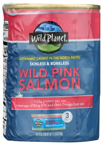 Vista 9 de Wild Planet Salmón rosa sin piel y sin hueso, lata de 6 onzas, paquete