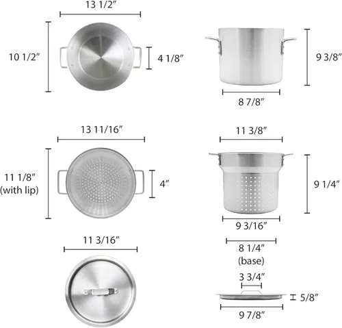 Vista 5 de TrueCraftware - Juego de 3 piezas de cocina de aluminio para pasta, de 12 cuartos de galón, olla multiusos para pasta con tapa de colador