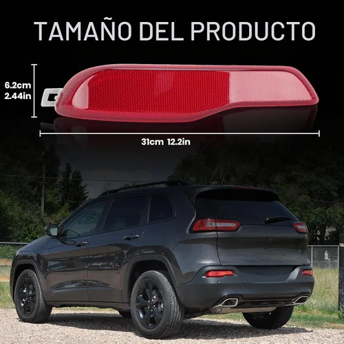 Vista 5 de Reflector de parachoques trasero para Jeep Cherokee 6810514 2015 2016 2017 2018 Jeep Cherokee 68105145AC lado del conductor (izquierda)