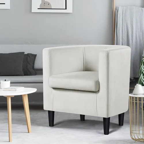 Vista 4 de Topeakmart Elegant Style Club Accent - Silla de lectura tapizada de terciopelo para sala de estar, recepción, dormitorio, beige