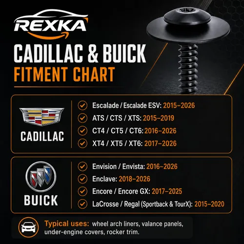 Vista 5 de Rexka Tornillo del protector de guardabarros contra salpicaduras 11548270 compatible con GM Chevrolet Camaro Colorado Cruze Equinox Impala Malibu