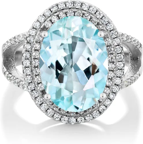 Vista 17 de Gem Stone King Anillo de piedra preciosa y piedra natal de 5-10 quilates para mujer Plata de ley 925 Ovalado 14X10MM Anillo de boda