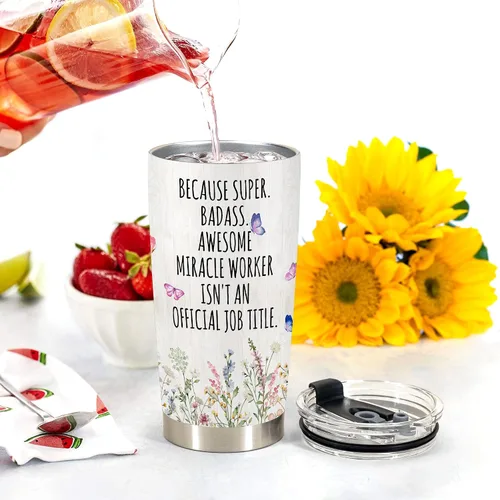 Vista 3 de regalos de Coordinador de Caos - Taza de viaje Coordinador de Caos con pajita para mamá, compañera de trabajo, jefa, gerente, empleada - Taza