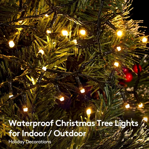 Vista 5 de BlcTec Luces de Navidad blancas cálidas, 300 luces LED de 108 pies para árbol de Navidad con 8 modos, impermeables, con certificación UL