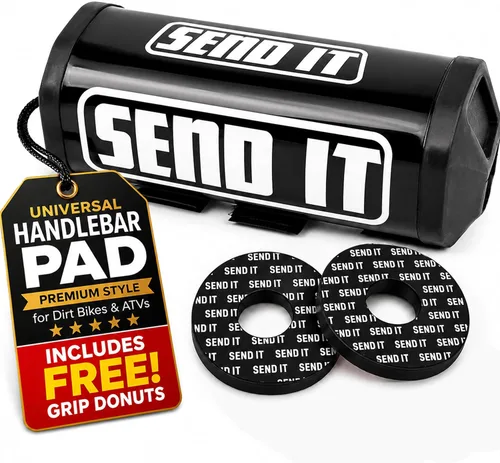 Vista 11 de SEND IT Almohadilla de manillar con DONUTS GRATIS Handlebar para bicicleta de cross ATV Crossbar (Negro, Pit Bike)