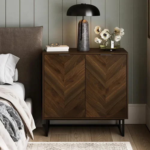 Vista 19 de Nathan James Enloe Aparador Buffet Moderno Gabinete de Almacenamiento de Acento Negro con Puertas en Acabado de Madera de Pino Rústico y Base