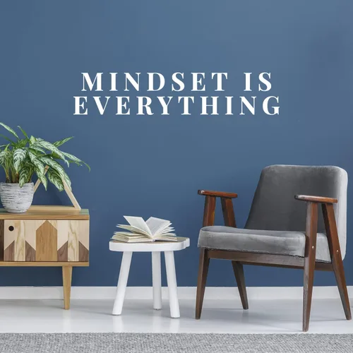 Vista 2 de Calcomanía de vinilo para pared, Mindset is Everything, 7 x 34 pulgadas, calcomanía motivacional positiva y saludable para el hogar, dormitorio