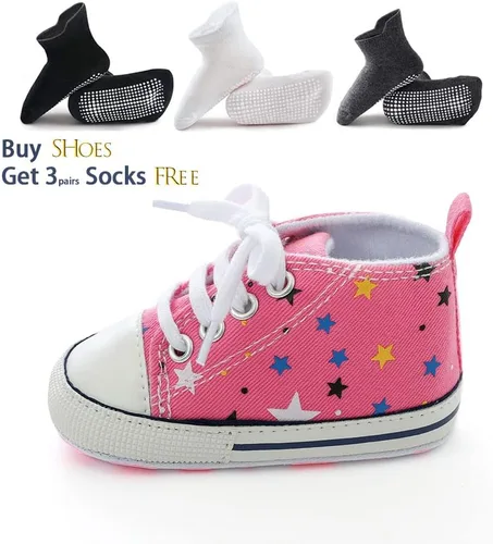 Vista 3 de Zapatos de lona suave unisex para bebés, niños y niñas, tenis antideslizantes ligeros para bebés recién nacidos